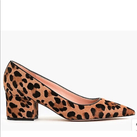 Jcrew Bryn leopard calf hair pointy-toe block heels - Picture 2 of 8